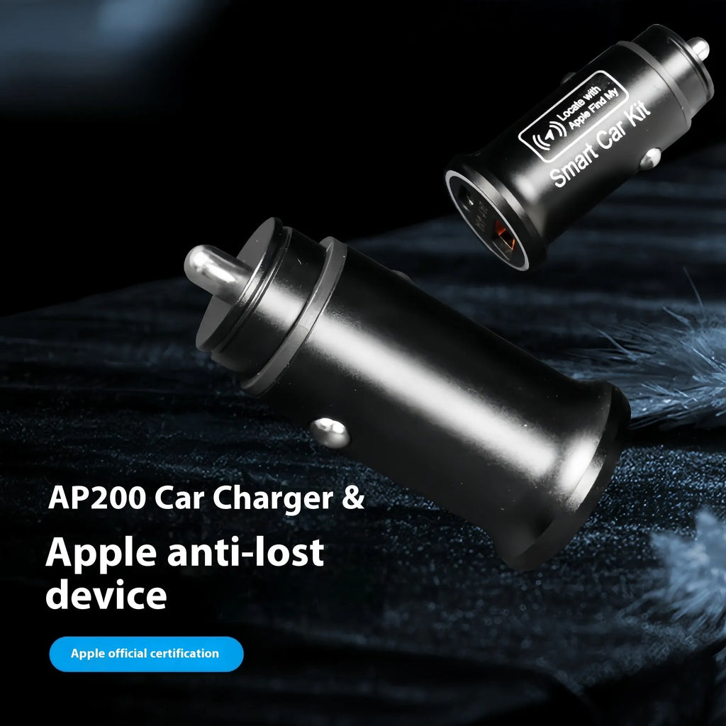 Black ABS plastic GPS car locator device for plug-in tracking via 12V charger socket.