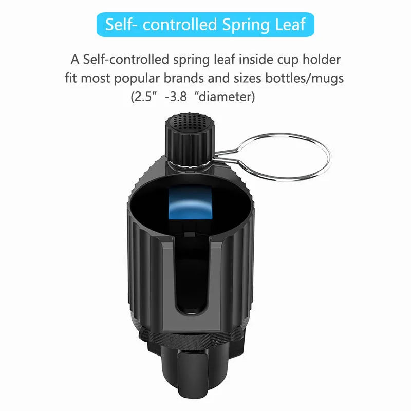 Green car dashboard drink rack and mobile phone holder with travel kettle