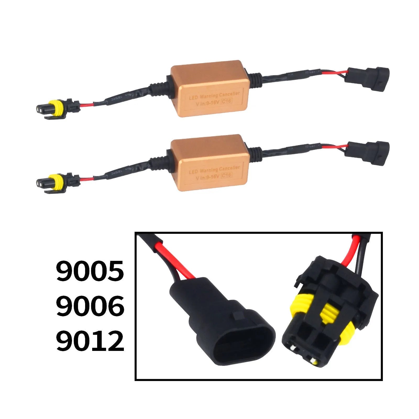 Black alloy Canbus decoder adapter for LED car headlights with plug connectors