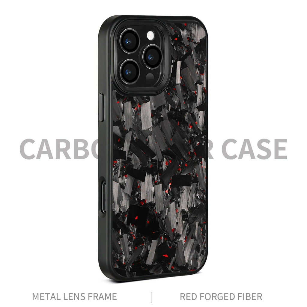 Metal frame forged pattern mobile phone case with carbon fibre construction in black blue gold colour with magnetic feature