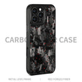 Metal frame forged pattern mobile phone case with carbon fibre construction in black blue gold colour with magnetic feature