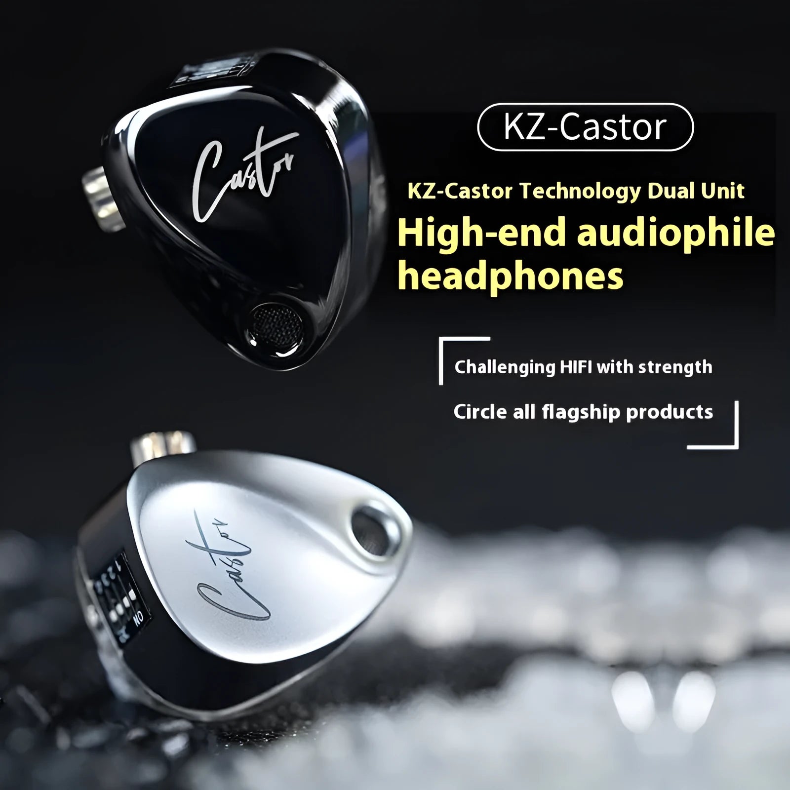 Adjustable double moving coil in-ear Hi-Fi earphones with OFC cable and 3.5mm plug
