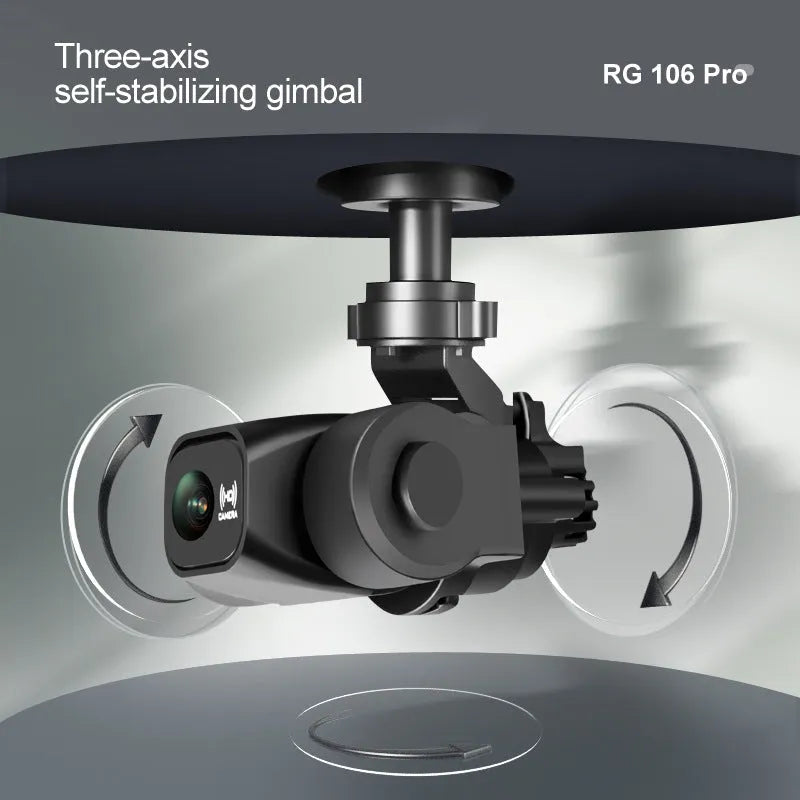 RG106PRO drone in metal blue with three-axis PTZ and obstacle avoidance system