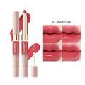 Double-headed lipstick and lip gloss cosmetic in 10 colour options with matte finish