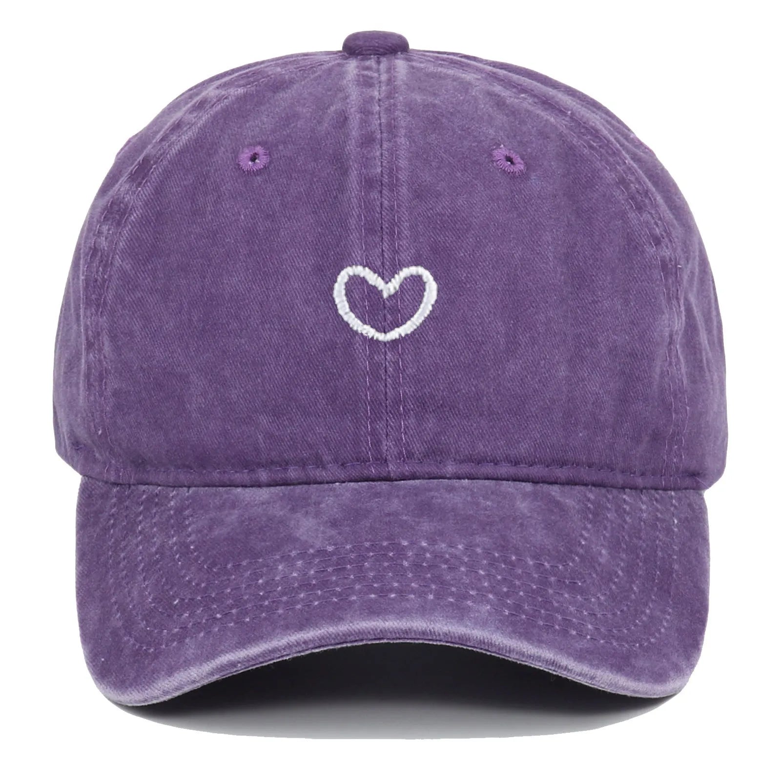 Retro embroidered cotton baseball cap with adjustable sizing in various colours