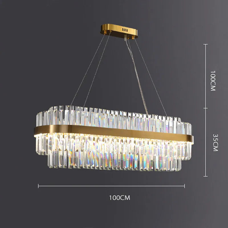 Adjustable height crystal chandelier ceiling light with fish-shaped design and stainless steel construction