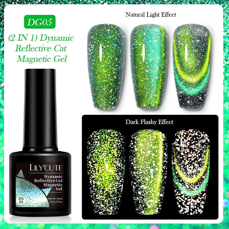 Cat eye series UV brilliant nail polish gel with diamond glitter in six colour variations