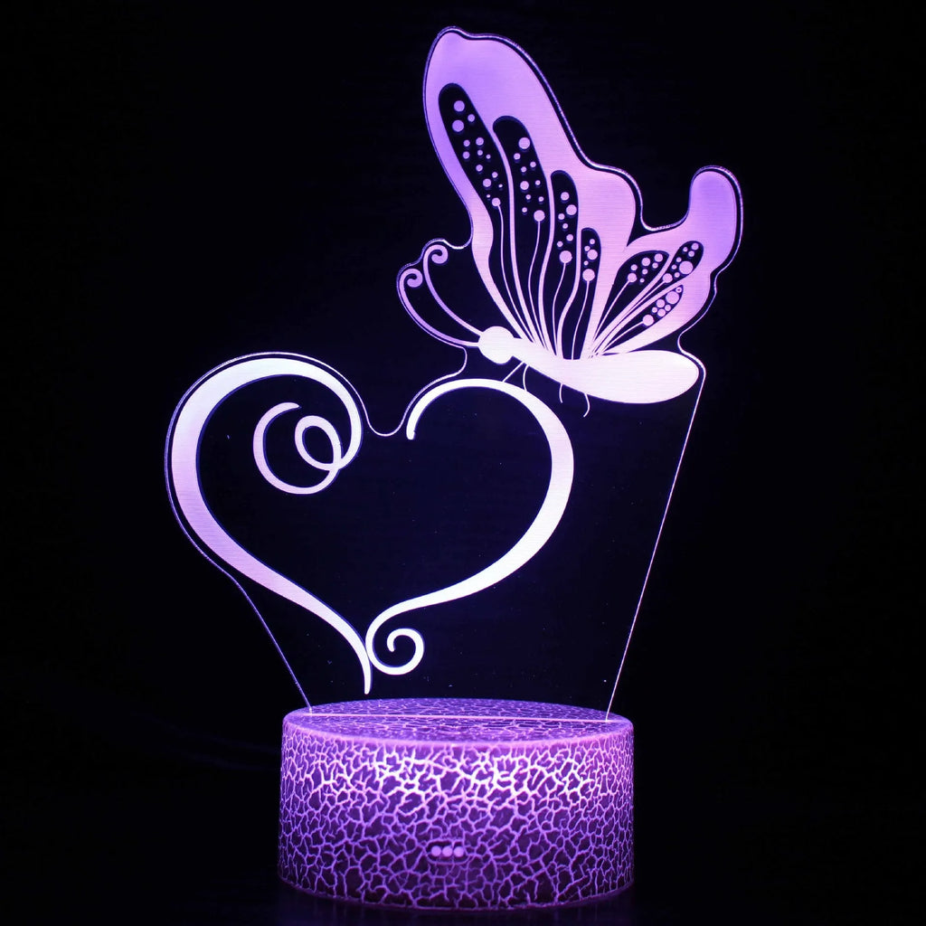 Acrylic 3D touch-sensitive USB table lamp with colourful illumination on a small ABS base.