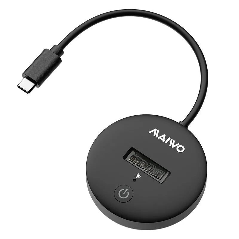 Black external hard disk enclosure with Type-C port for NVME solid-state drives