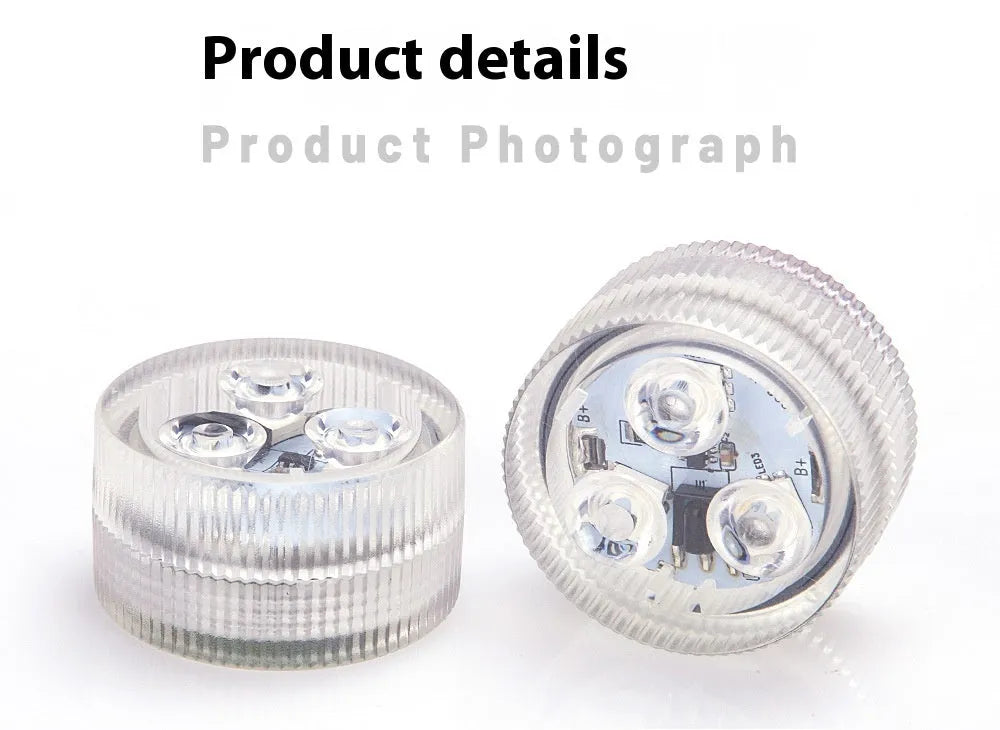 Remote control waterproof LED diving light for fish tank with plastic shell measuring 35mm by 18mm