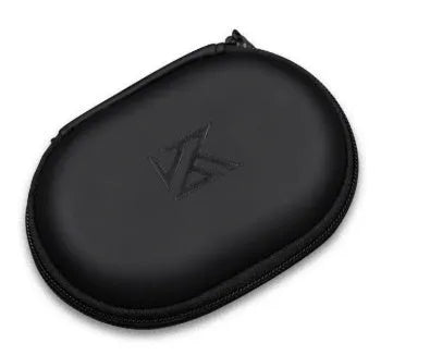 Black leather oval earphone storage case with magnetic closure for compatible earphone models