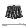 Men's reflective silver woven polyester underwear with mid-waist design for sports and casual wear
