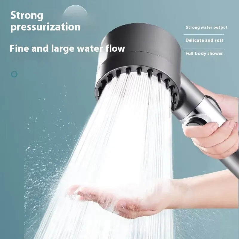 Portable ABS plastic shower head with three-gear adjustment for spray, massage and rain settings