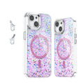 Transparent TPU phone case with sequins, glitter, and epoxy finish for iPhone, magnetic attraction, spray finish, multiple colour options
