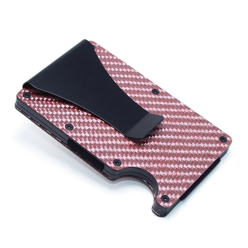 Carbon fibre wallet card holder in multiple colours with 8mm thickness holding bank cards