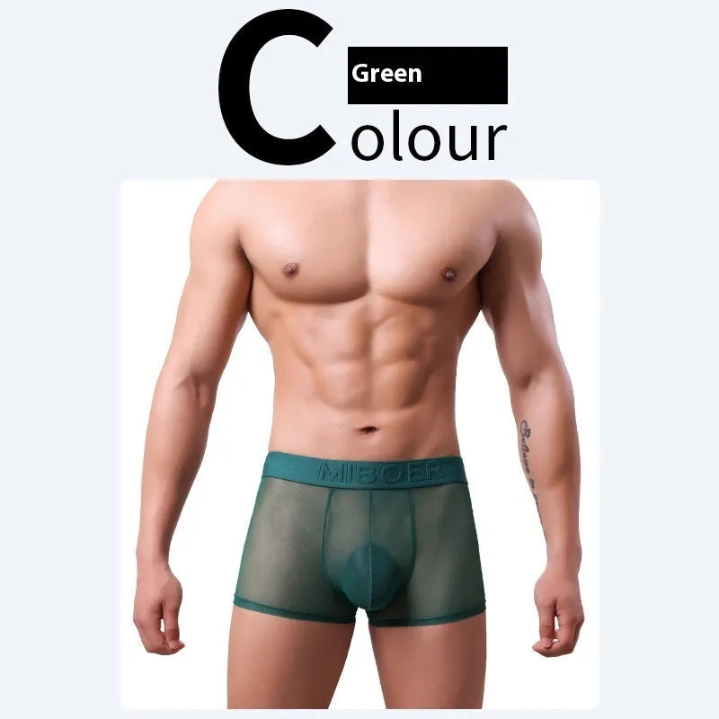 Men's solid colour thin boxer shorts in black, shown laid flat.