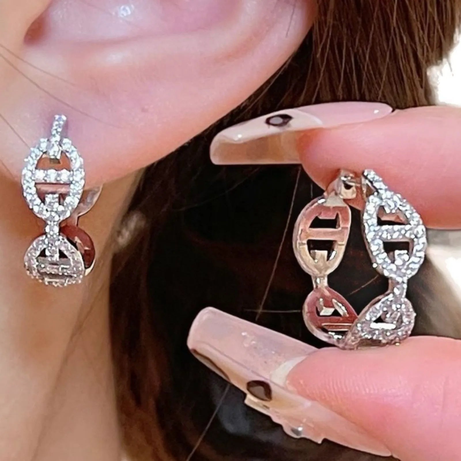 A pair of casual women's earrings with thick gold plating in a choice of silver, gold, or rose gold colour.