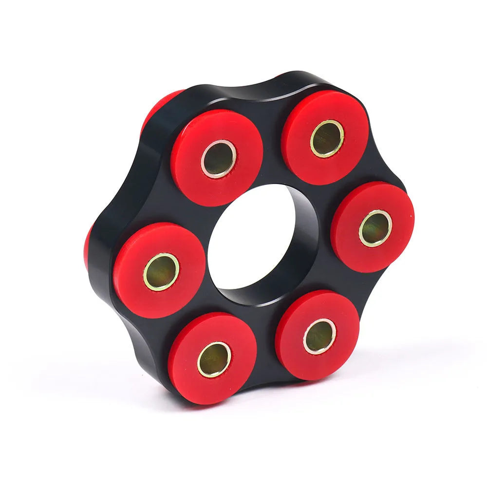 Red polyurethane aluminium drive shaft connecting plate bracket for BMW E46 E36 E30 M3 models.