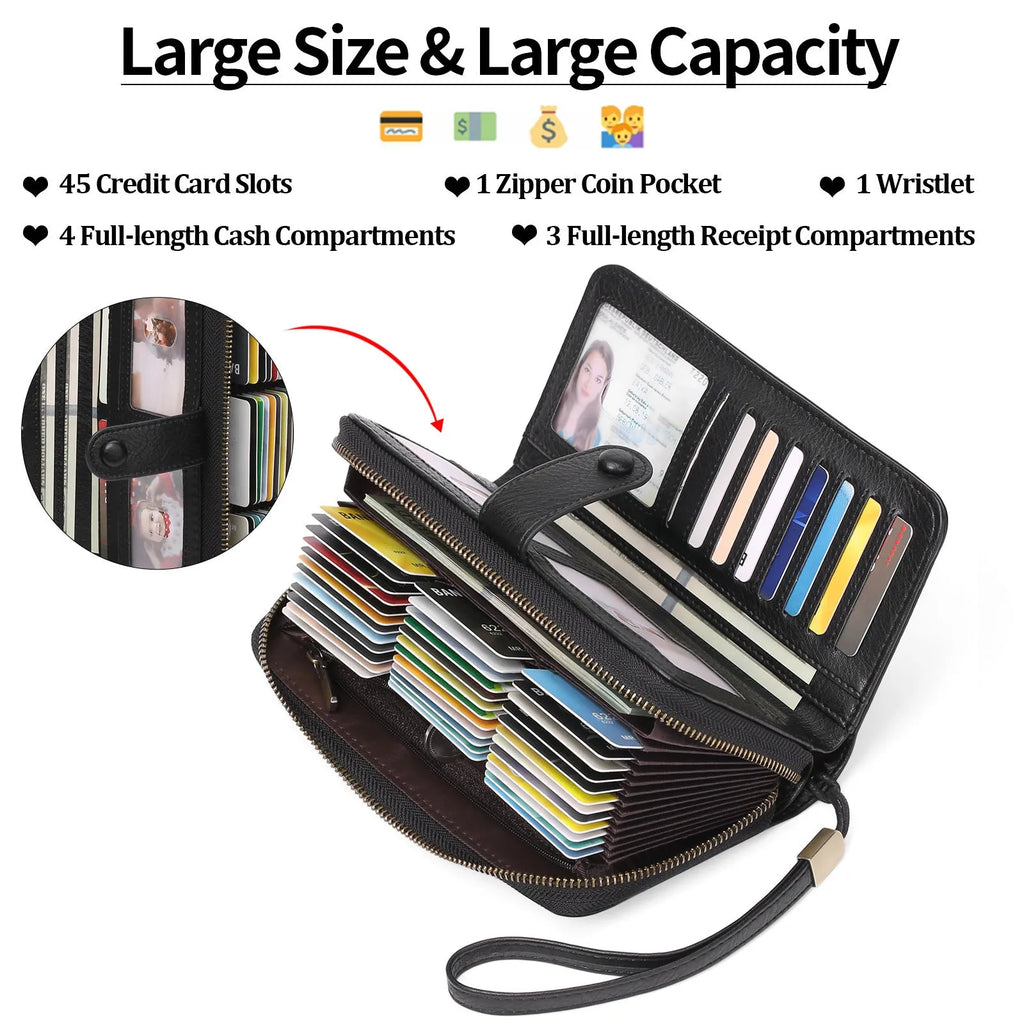 PU expanding women's long wallet passport bag with RFID protection in multiple colour options