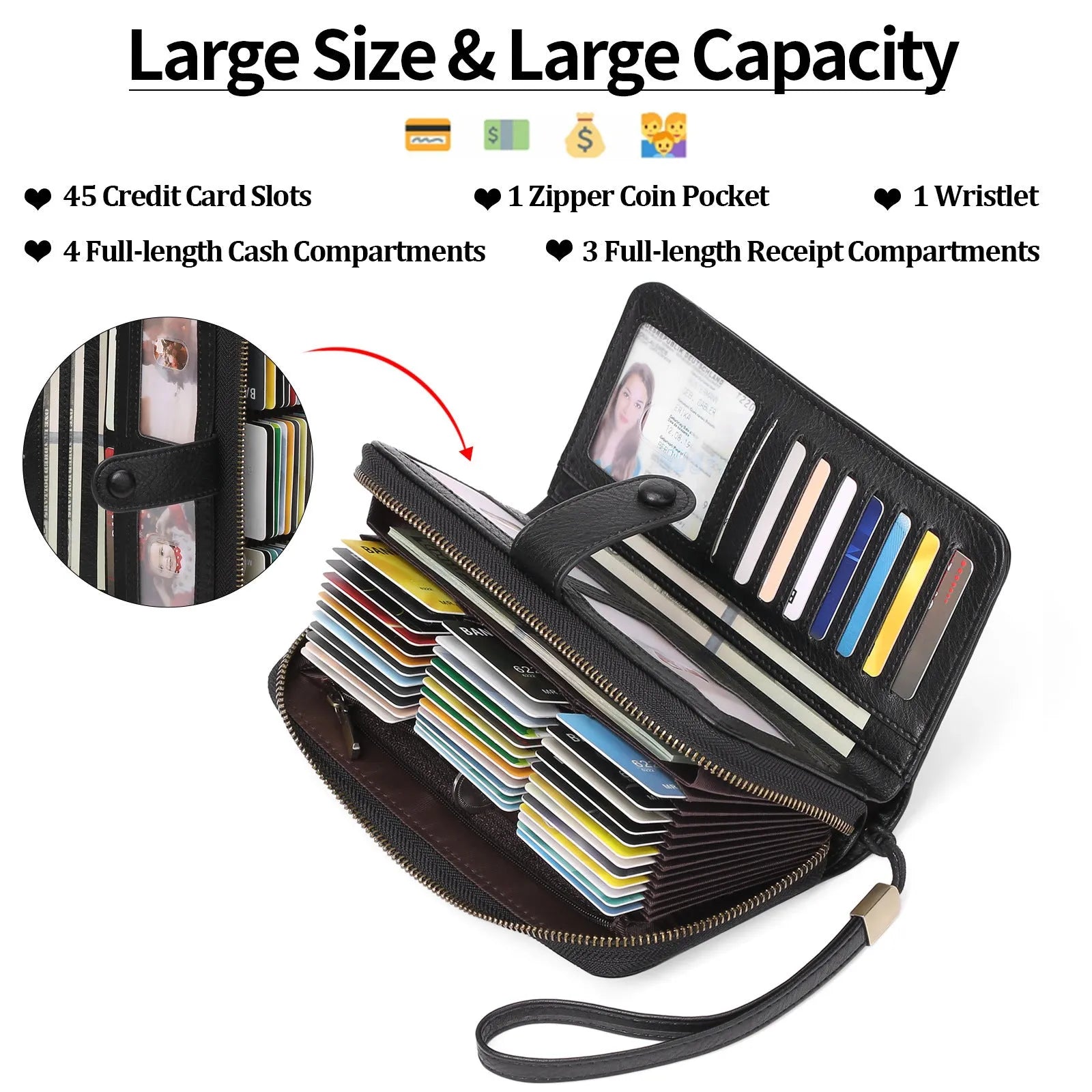 PU expanding women's long wallet passport bag with RFID protection in multiple colour options