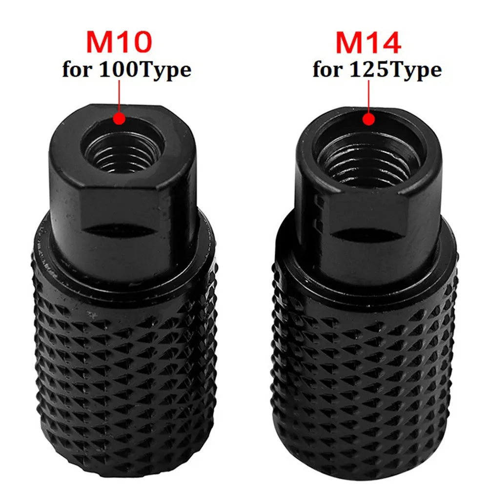 Angle grinder grinding head with spherical shape and M10/M14 thread compatibility