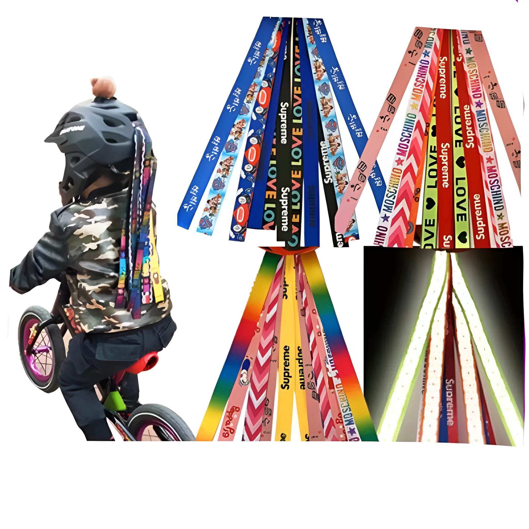Colourful helmet streamer ribbons for children's roller skating balancing car and ski safety helmets