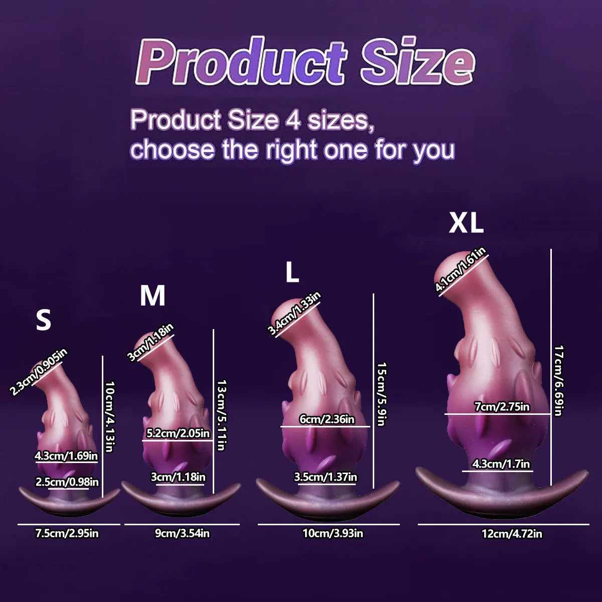 Liquid silicone adult masturbator in black, gold, or purple colour with S M L XL size options