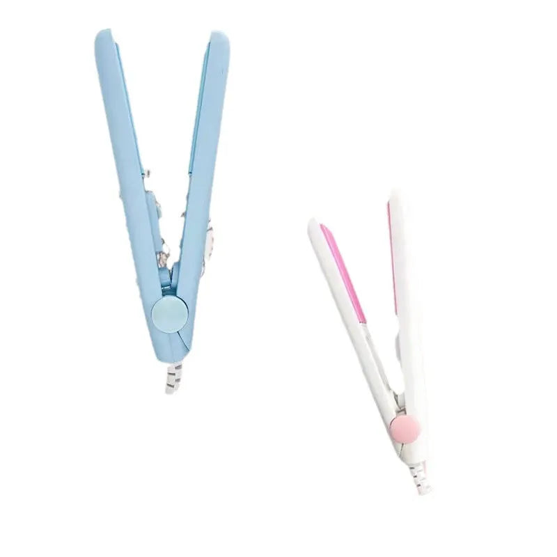Mini hairdressing splint straightener and storage box for styling bangs and fringes, shown in one of five colour options.