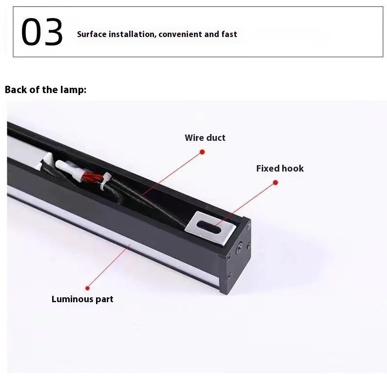80cm long black aluminium LED wall lamp with touch control for three light colours