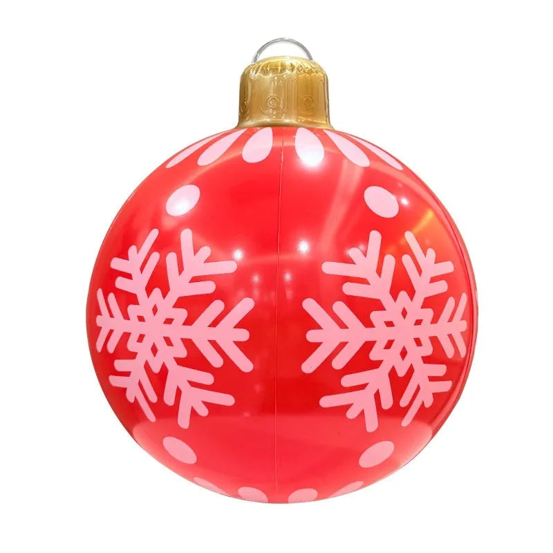 Inflatable Christmas decoration ball with flash lighting in garden setting