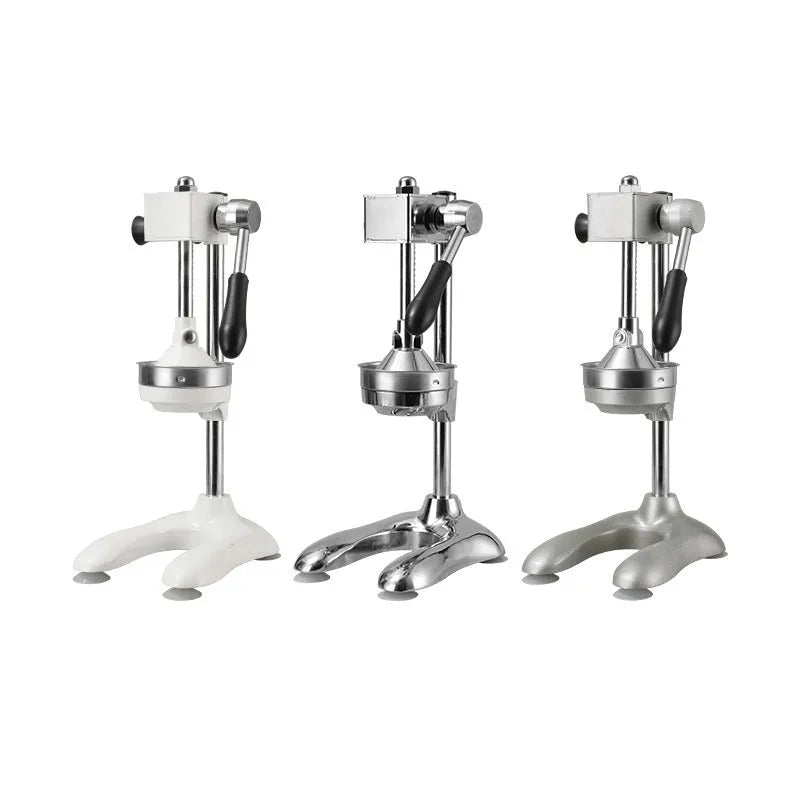 Vertical stainless steel manual kitchen juicer with multiple colour and head style options