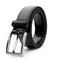 Men's brown genuine leather belt with 95 grain texture and alloy buckle on a white background