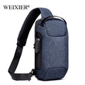 Men's waterproof Oxford cloth anti-theft messenger bag with USB charging port and multiple internal compartments