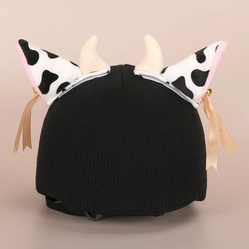 Soft plush cartoon character cover on an M-size bicycle helmet