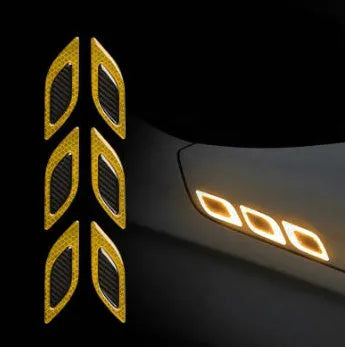 Blue reflective bumper protection tape applied to car wheel arch showing 17mm width