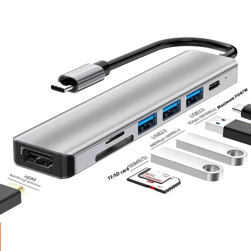 USB-C 7-in-1 expansion dock with HDMI port and USB 3.0 hub showing 15cm cable length