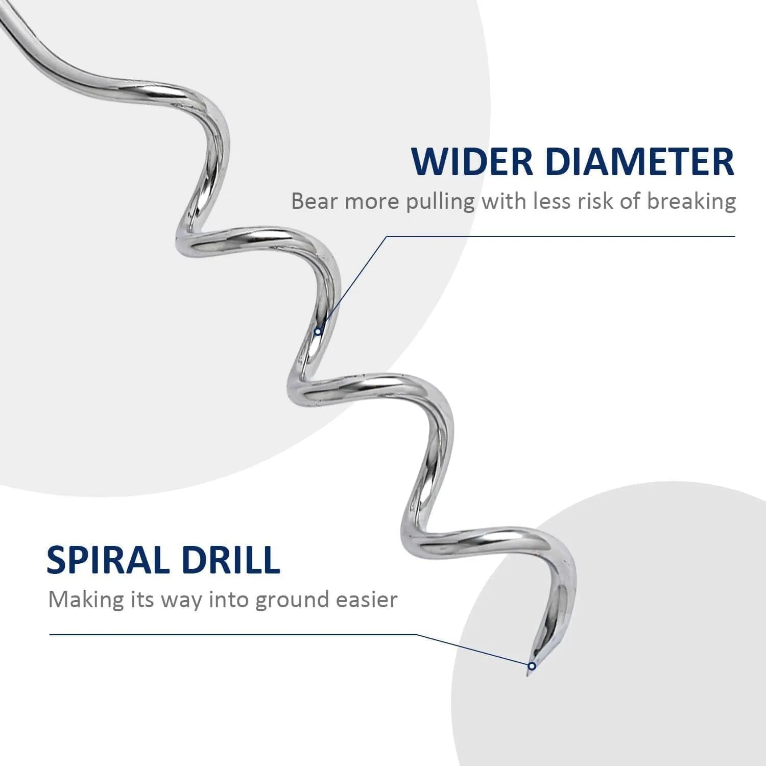 Silver spiral dog tie-out stake for outdoor tethering in sandy ground