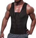 Men's black polyester waist girdling zipper vest for belly contraction and lumbar support