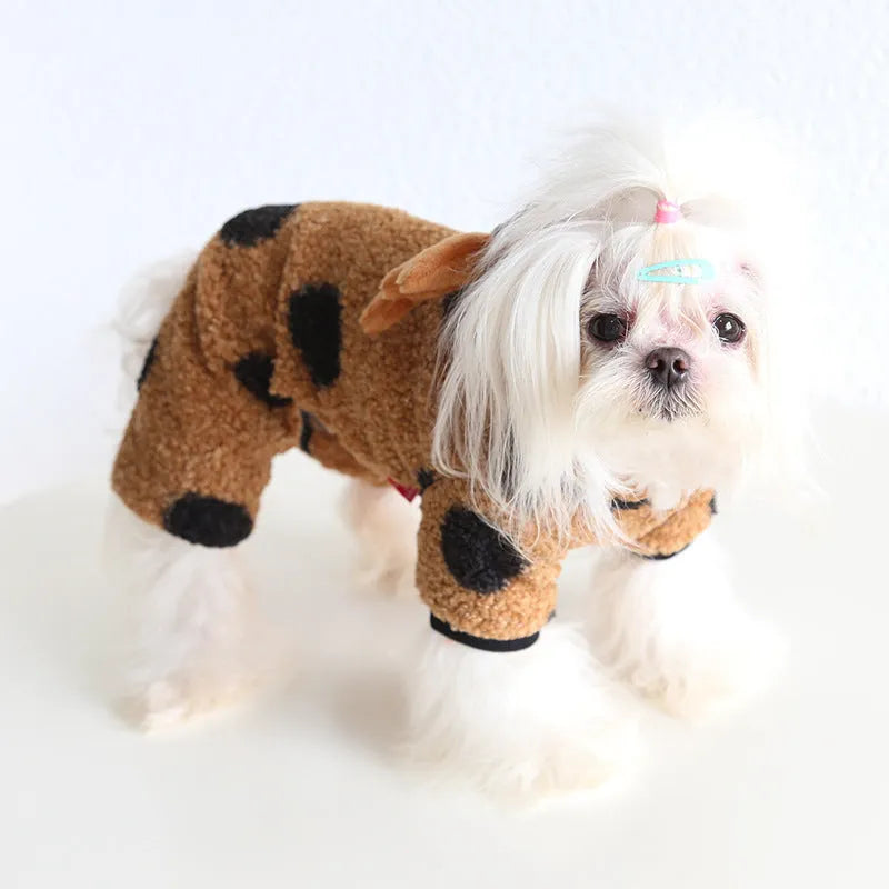 Polka dot elk couple pet clothing for dogs and cats in casual style with five size options