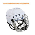 Ice hockey protective helmet with carbon steel face mask and impact-resistant shell