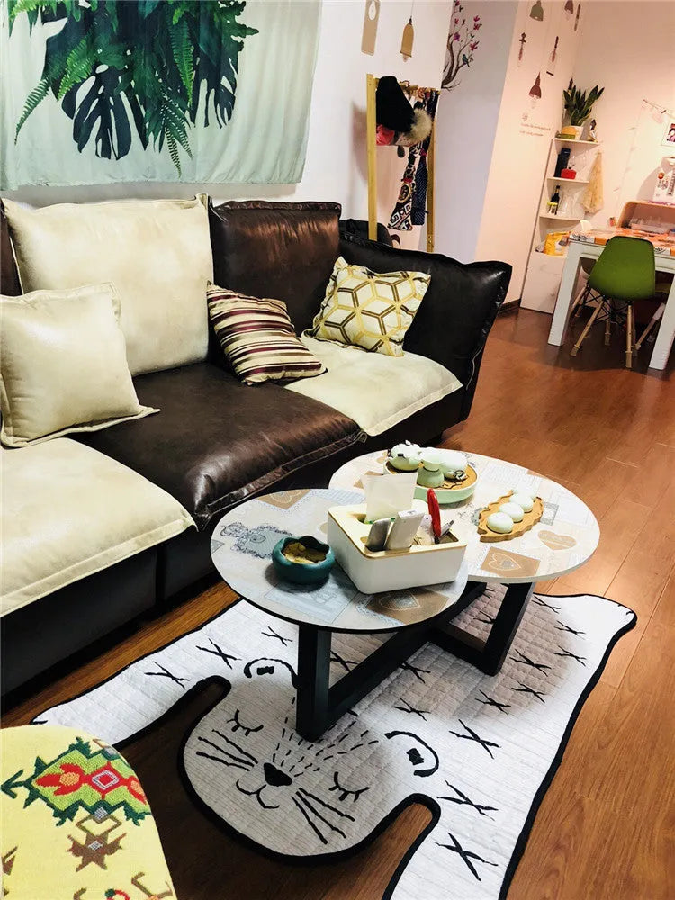 White tiger plush cotton play mat for children living room decoration L 130x190cm