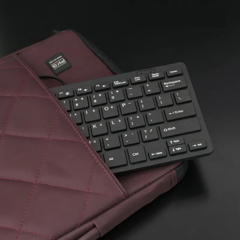 Mini USB wired keyboard in black, white, pink or blue colours with noiseless keys