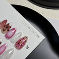 Hand-painted three-dimensional carved nail beauty patches in assorted colours and patterns.