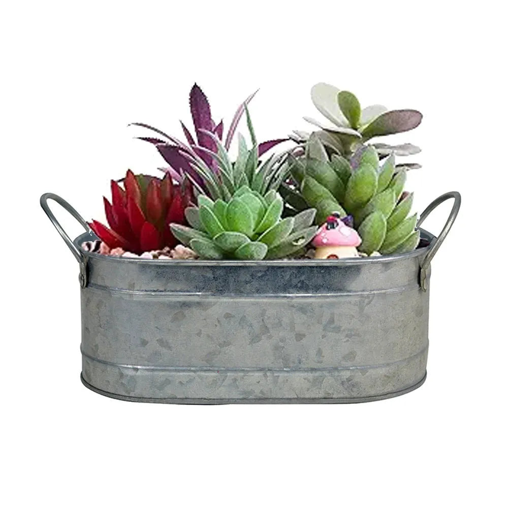 Iron sheet desktop succulent flowerpot with metal construction for small plants