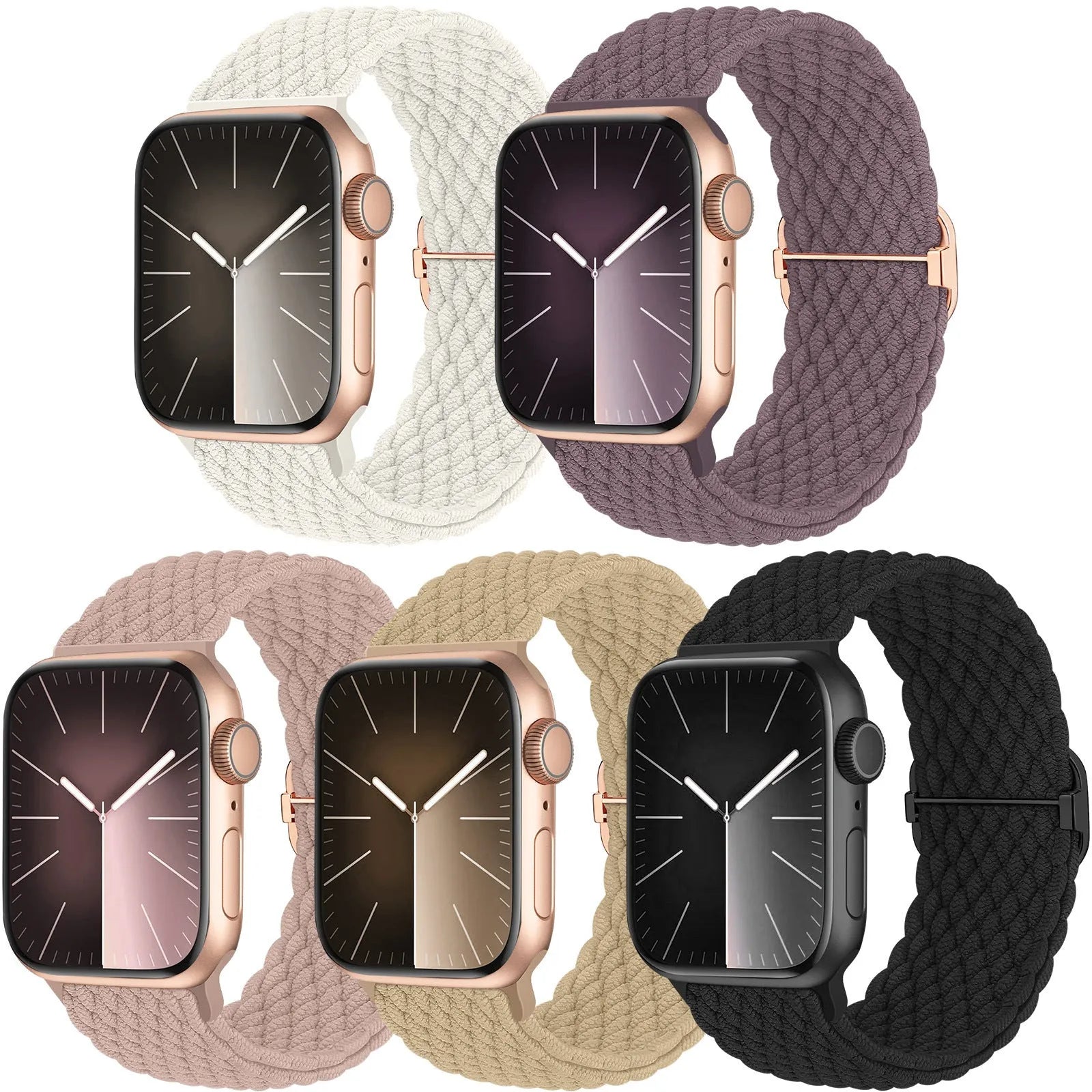 Nylon woven strap with adjustable buckle for Apple Watch, available in black and multiple colours, 38/40/41mm size