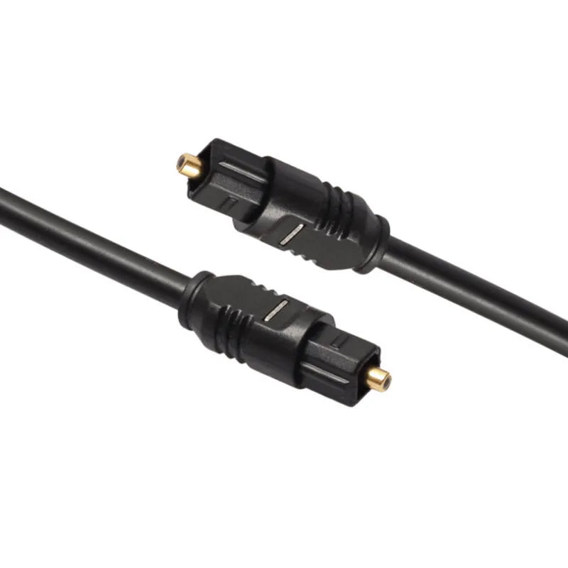 Black Toslink optical audio cable with square connectors, 2 metre length