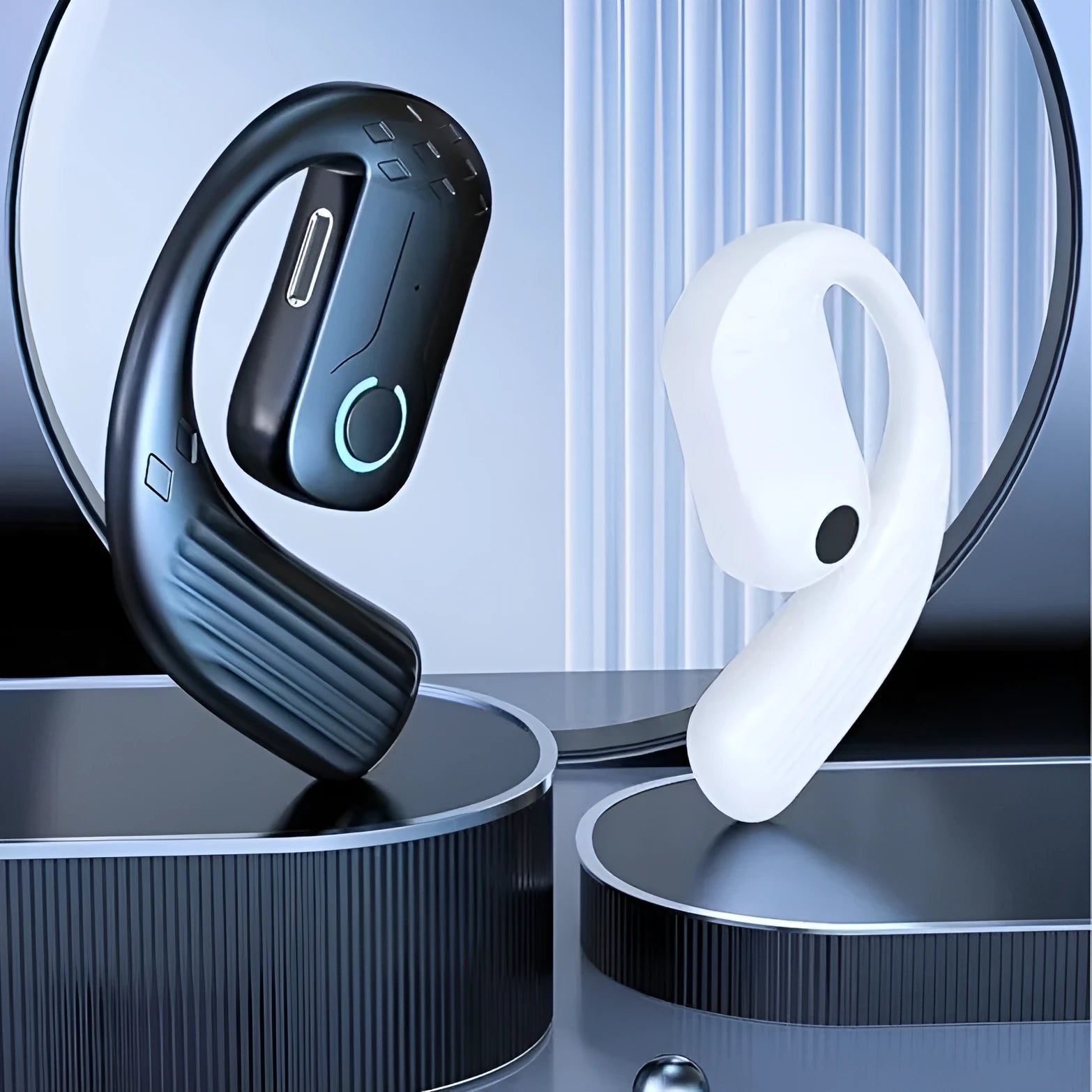 B01 Bluetooth ear hook headset in black with bone conduction for sports