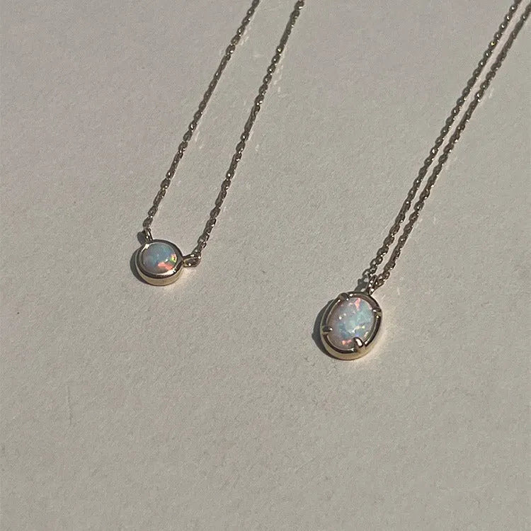 S925 silver oval pendant necklace with jelly opal stone in gold or white gold finish