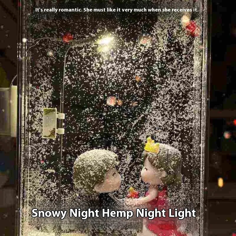 DIY snowy night light kit with LED components and craft materials for Christmas desktop decor