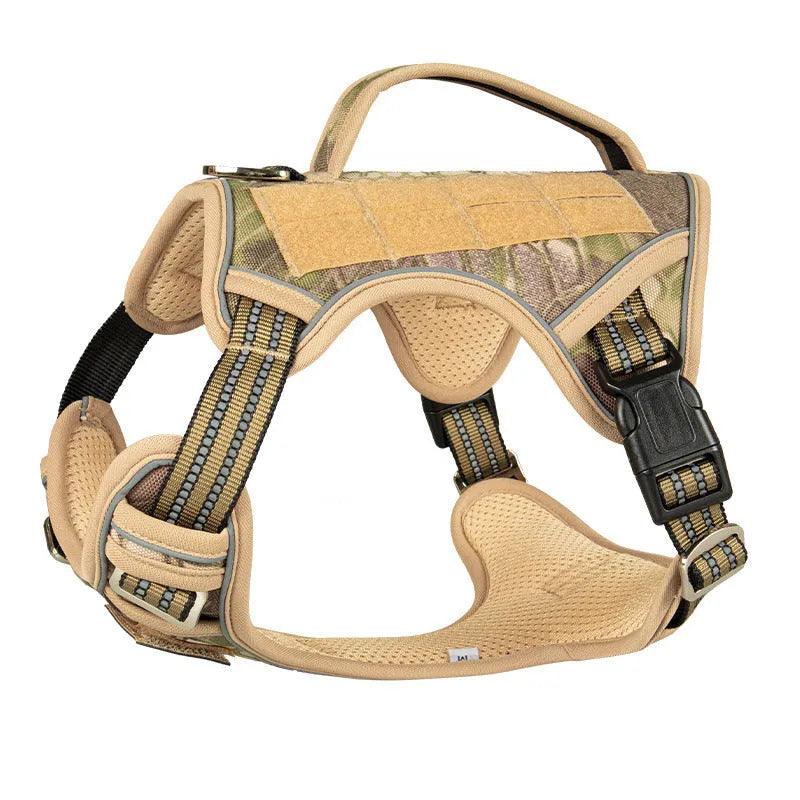Tactical oxford cloth chest strap harness for a working dog in olive green colour